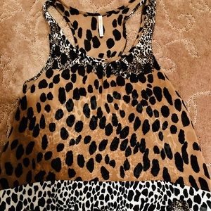 Racer back Women’s dress shirt. Leopard print